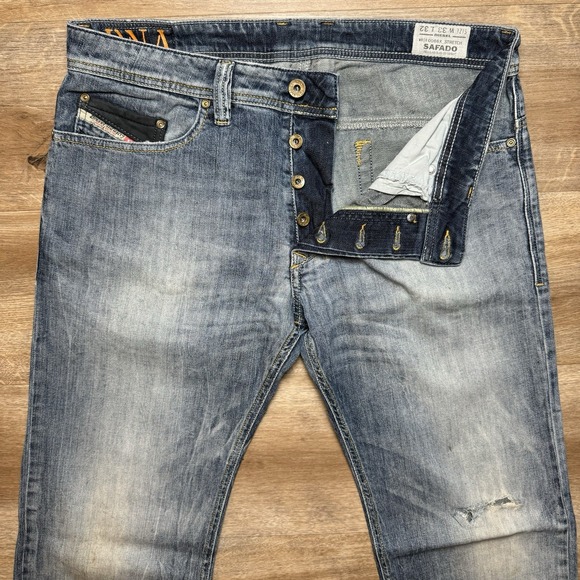 Diesel Other - Diesel Jeans Men 33x32 Blue Safado Slim Straight Leg Stretch DNA Distress 0066X